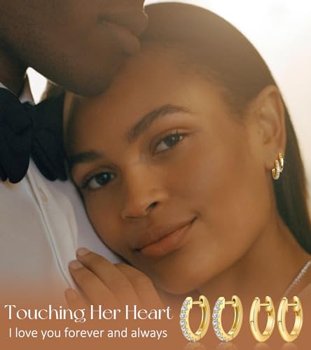 Adoyi 9 Pairs Gold Hoop Earrings Set for Womens Twisted Huggie Hoops Earrings 14K 18K Gold Plated for Girls Valentines Mother's Day Birthday Gifts Lightweight - color: Gold Plated- Gift Box