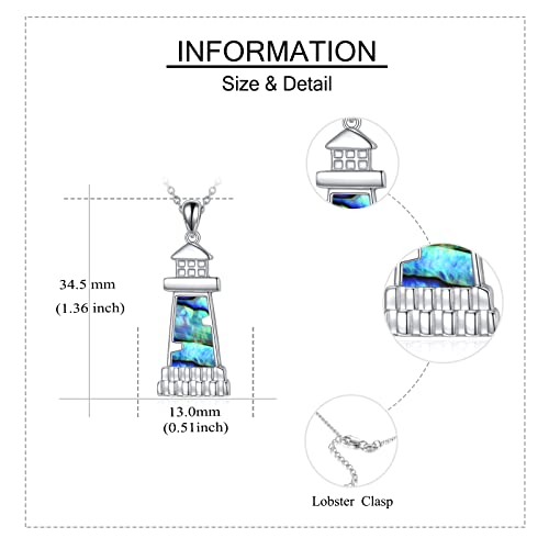 ONEFINITY Lighthouse Necklace for Women Sterling Silver Lighthouse Pendant Necklace Birthday Jewelry Gift for Women - color: Abalone shell