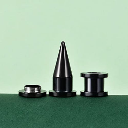 36PCS Ear Gauge Stretching Kit Stainless Steel Double Flare Alloy Tapers 3 In 1 Plugs Set Eyelet 14G-00G - color: (1.6-10mm)-Black-Screw Fit