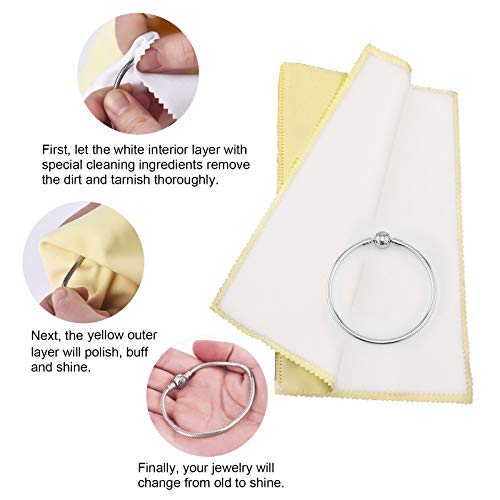 SEVENWELL Silver Polishing Cloth, Jewelry Cleaner Cloth for Sterling Silver Jewelry, Gold, Platinum, Silverware, Diamonds, Gemstones, Coins (Yellow) - color: Yellow