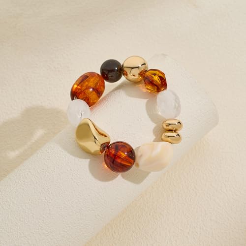 Multicolor Chunky Beaded Bracelet for Women Bold Acrylic Resin Stretch Bracelet Summer Beach Statement Bracelets Trendy Elastic Bangle Jewelry - color: Stretch bracelet