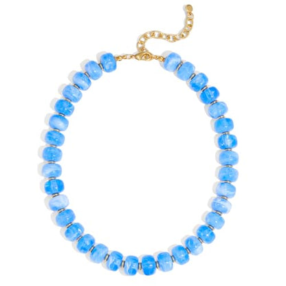 Chunky Colorful Choker Necklace for Women - Summer Beach Round Resin Beads Necklace, Trendy Statement Summer Beach Jewelry Birthday Gifts for Vacation Holiday - color: 14mm Blue Beads