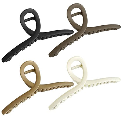 Extra Large Hair Claw Clips for Thick Hair, Big Non-Slip Claw Clips for Women, 4 Pack 5.9" Jelly & Matte Hair Clips for Long Hair (Oval-B 4pcs 5.9") - color: Oval-B 4pcs 5.9"