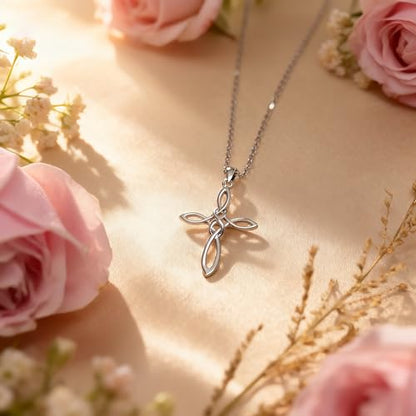 Baydurcan Dainty Silver Necklace for Women Ankh Horse Celtic Necklace Gifts | Dainty charm gifts for friends sister mother, birthday, christmas, graduation gifts. Ready to give with card & envelope. - style: Celtic Cross
