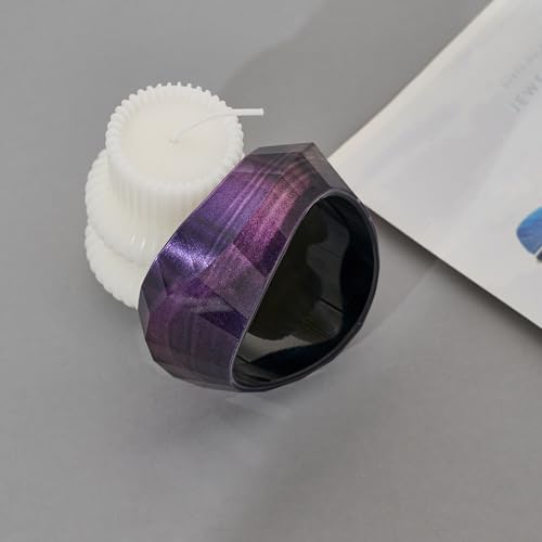 Chunky Acrylic Bangles Bracelets For Women Geometric Acrylic Resin Acetate Mottled Wide Bangle Bracelet Statement Colorful Bangles for Party - color: Punk Resin Bangle-Purple