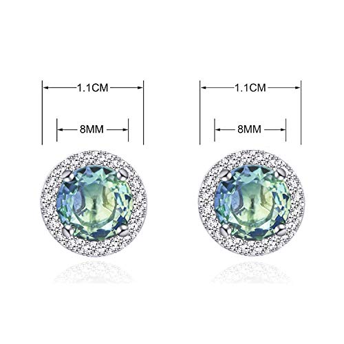 YOQUCOL Bright 8MM,10MM Cubic Zirconia Crystal Stud Earrings Round Pierced Earrings For Women - color: 8MM-Ocean Blue
