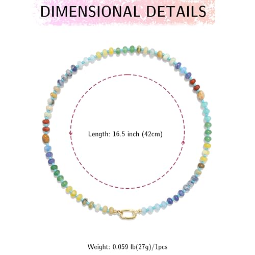 CONRAN KREMIX Colorful Stone Beaded Necklace for Women,Natural Gemstone Bead Choker Necklaces Boho Summer Beach Layering Necklace Jewelry Gift for Women - color: Colourful-C