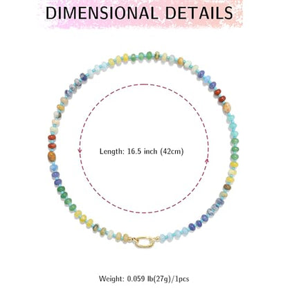CONRAN KREMIX Colorful Stone Beaded Necklace for Women,Natural Gemstone Bead Choker Necklaces Boho Summer Beach Layering Necklace Jewelry Gift for Women - color: Colourful-C