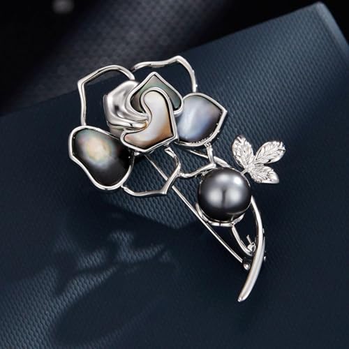SYWDUDUCLT Fashion Elegant Brooches for Women Brooch, Suitable For Party And Daily Wear On Many Occasions - style: Rose-Grey
