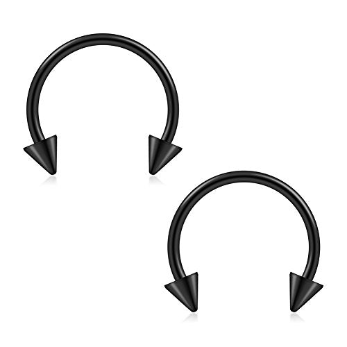 Ruifan 316L Surgical Steel CBR Horseshoe Circular Rings Nose Eyebrow Tragus Lip Ear Hoop Ring Piercing 20G 8MM 10MM 12-24PCS - style: 12PCS - 20G 3/8" w Spikes