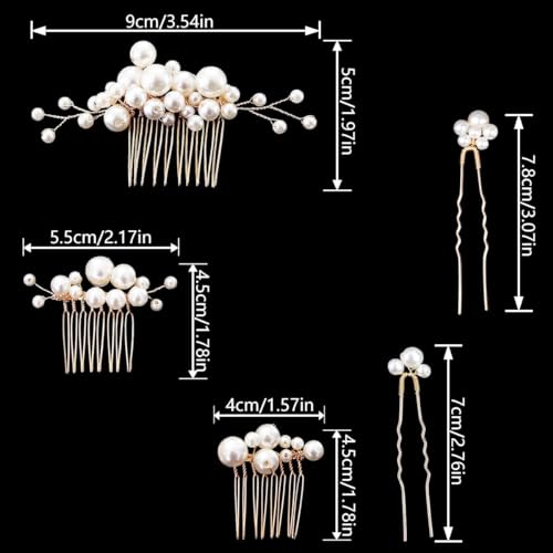 7PCS Pearl Wedding Hair Combs Bridal Headpiece Pearl Hair Pins Hair Clips Elegant Hair Accessories for Bridesmaids Brides Flower - color: Pearl