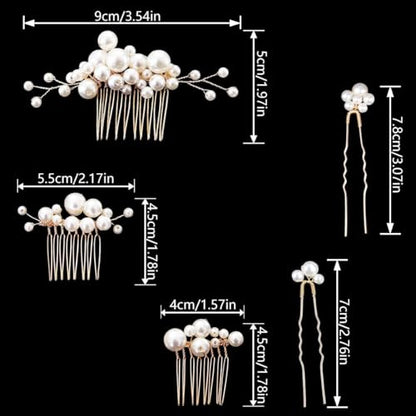 7PCS Pearl Wedding Hair Combs Bridal Headpiece Pearl Hair Pins Hair Clips Elegant Hair Accessories for Bridesmaids Brides Flower - color: Pearl
