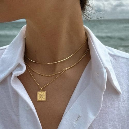 Dainty Sterling Silver Plated Diamond Choker Necklace for Women | Layered Created Diamond Pendent Necklace Set Non Tarnish, Stackable Cuban Chain Choker Jewelry - color: Gold-06