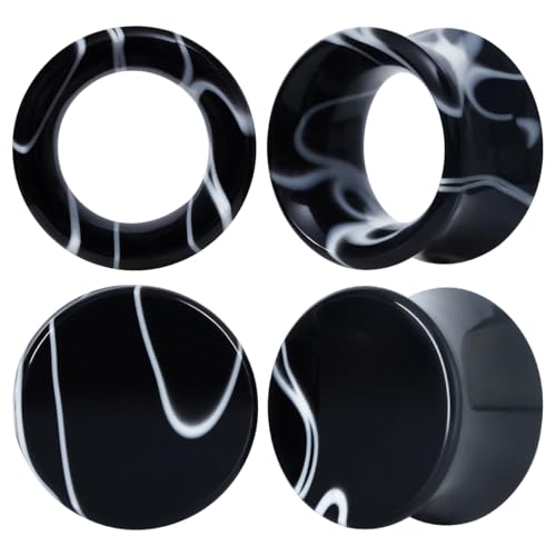 4PCS Acrylic Ear Plugs and Tunnels 4 Colors Ear Gauge Tunnels Set Expander Stretcher For Women Men Body Piercing Jewelry - color: PO-Y6608H, size: 10mm(00g)