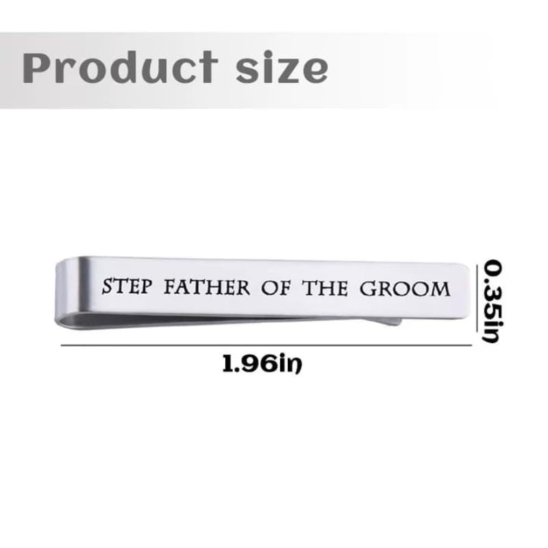 Step Father of The Bride Groom Gifts from Daughter Son, Stepfather of The Groom Bride Tie Clip Gifts for Wedding Day for Dad - style: step father of groom