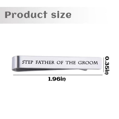 Step Father of The Bride Groom Gifts from Daughter Son, Stepfather of The Groom Bride Tie Clip Gifts for Wedding Day for Dad - style: step father of groom