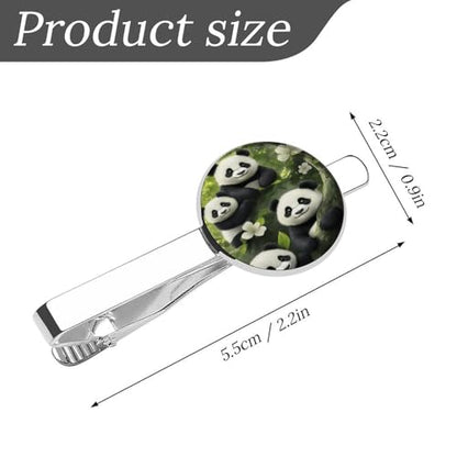 Tie Clip for Men, Tie Bar Cufflinks Set, Copper Necktie Clip And Shirt Cuff Links for Business Wedding Gift - color: Panda Family Tree