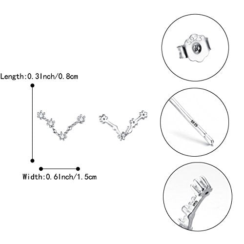 925 Sterling Silver CZ Horoscope Zodiac 12 Constellation Astrology Ear Crawler Post Earrings Gift for Mom Women Mothers Day/Valentines Day/Birthday/Christmas/Anniversary - style: Pisces (Feb 19 - Mar 20)