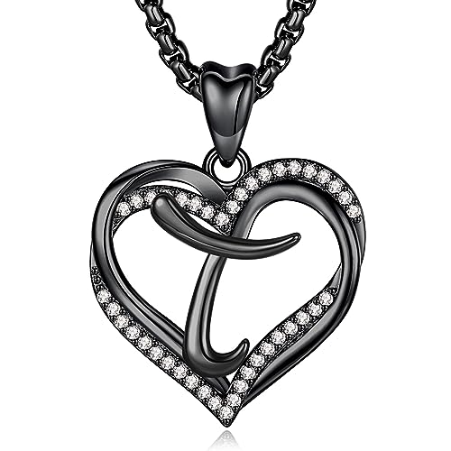 INFUSEU Unique Initial Necklaces for Women Girls Small Heart Letter Jewelry, Meaningful Personalized Gifts - style: T