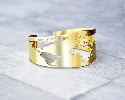 World Map Bracelet, Travel Bracelet, Cuff Bracelet, Globe Bracelet, Traveler Gift