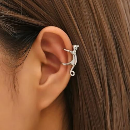 Sterling Cat Ear Cuff for Women, Cute No Piercing Cat Climber Earrings, Dainty Animal Crawler Cartilage Gifts - color: Silver