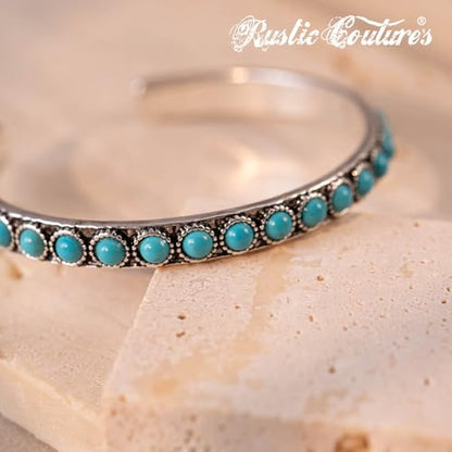 Montana West Rustic Couture's Bohemian Turquoise Cuff Bangle Bracelets for Women Cowgirl - color: Bright Turquoise