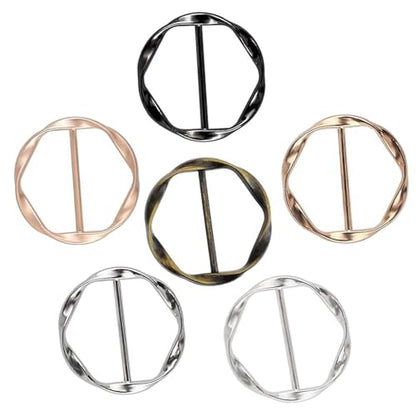 6 PCS Scarf Clips and Ring T Shirt Clip for Women Fashion Metal Circle Buckle for Clothes Hat Belt Decor