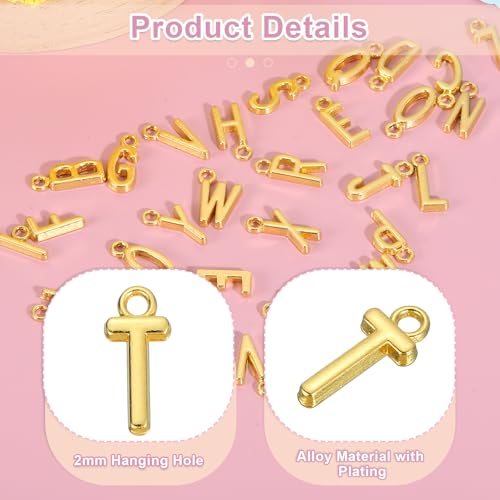 uxcell Letter Charm, Alloy Letter Initial Alphabet Charm for DIY Craft Jewelry Making Bracelets Earrings Necklace - color: Gold - T