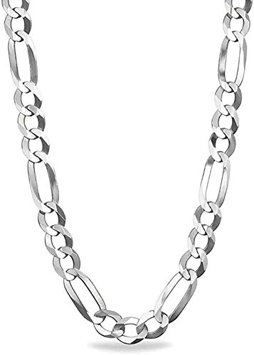 Savlano 925 Sterling Silver 8mm Italian Solid Figaro Link Chain Necklace Comes With a Gift Box For Men & Women - Made in Italy