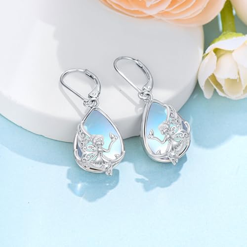 Fairy Gift Necklace/Earrings for Women 925 Sterling Silver Angel Elf Jewelry Gifts for Daughter - color: Earrings-B
