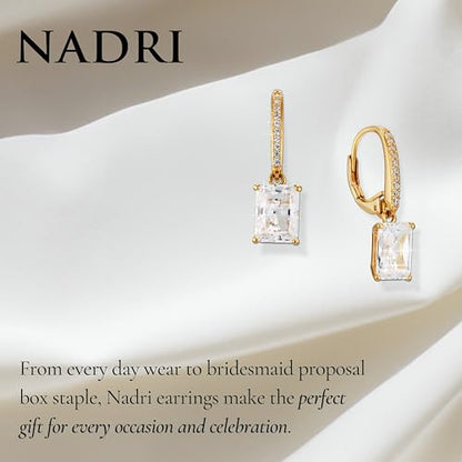 NADRI Cushion Cut CZ Leverback Earrings - color: Pear - Gold