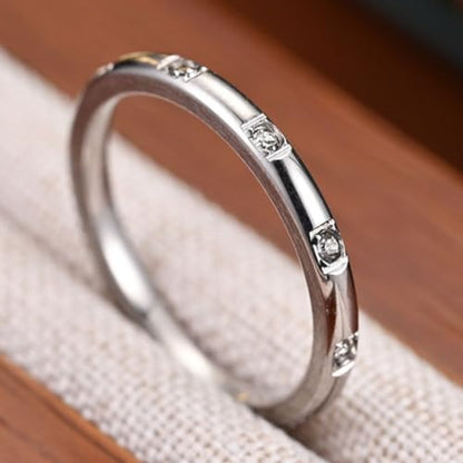 JUDE Jewelers 2mm Stainless Steel Eternity Wedding Band Stackable Ring - color: Silver