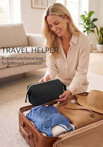 TeeYee Nylon Hair Tools Travel Bag for Dyson Airwrap Quilted Toiletry Bag | Travel Storage Bag for Shark Flexstyle/Curling Iron,Water-repellent,Wide-open,Well-structured,Heat-safe lining,001black - color: Black
