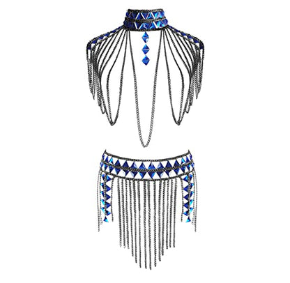 Women's Sexy Suit Body Chain - color: F-Black