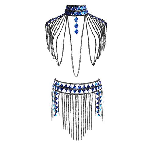 Women's Sexy Suit Body Chain - color: F-Black