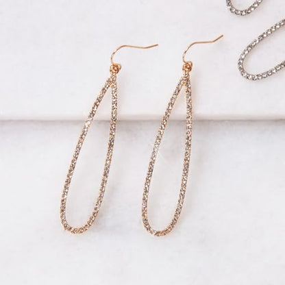 Simulated Diamond Teardrop Dangle Earrings for Women - Long Dangling CZ | Plated in Gold Tone or Silver Tone - color: 2.7" inch Teardrop - Gold