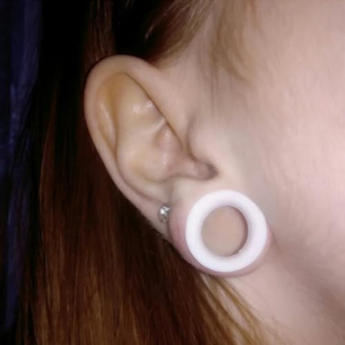 6G-25mm Thin & Thick Silicone Ear Gauges Stretching Kit Flexible Tunnels Plugs for Ear Expander Gauge Earlets Plug Set Gauges Kit - style: White-Mix Size-6G-20mm