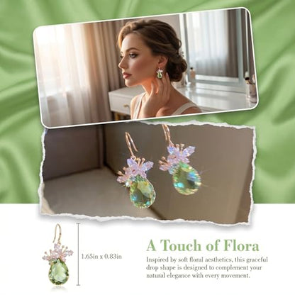 Butterfly Dangle Earrings Crystal Teardrop Gold Plated For Women | Butterfly Dangle Earrings Crystal Teardrop CZ Drop Gold Plated Jewelry For Women Wedding Party And Formal Events