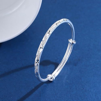925 Sterling Silver Bracelet Plated Cuff Bangle Bracelet Fashionable Multi-layer Cross Wire Bangle Bracelet Open Adjustable Wide Cuff Bracelet for Teen Girls Fashion Jewelry - color: 05