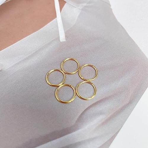 5Pcs Stainless Steel 16G 18G Sleeper Hoop Earrings for Women Men Septum Hinged Clicker Nose Lip Ring Helix Daith Cartilage Tragus Piercings Tiny Small Huggie Hoops Hypoallergenic Sensitive Ears Jewelry - style: 8mm in gold-tone 18G