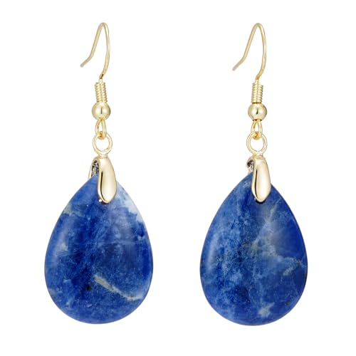 Boho Multiple Style Natural Stone Earrings for Women Unique Healing Gemstone Energy Hypoallergenic Lightweight Dangle Drop Earrings Multiple Styles Earrings Jewelry for Birthday Party Gift - style: Blue Veins