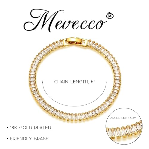 MEVECCO Bracelet for Women 14K Gold Plated Dainty Chain Simple Jewelry Cute Handmade Minimalist for Her - style: Tennis Link Chain