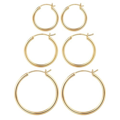 M MOOHAM Hoop Earrings for Women, Hypoallergenic 14K Gold Plated Earrings | Gold Plated Hoop Earrings Set for Sensitive Ears, Earring Stack for Women Trendy, Jewelry Gifts Lightweight 13-60mm - color: “3pairs-20/25/30mm-Gold-plated