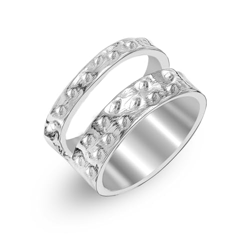 LeCalla 925 Sterling Silver Ring with Hammered Finish | Classic Vintage Hammer Textured Band Rings for Women | Minimalist Handcrafted Hammered Ring(Sizes 6-8No.) - color: Doubled Spaced Hammered, size: Ring Size-6No.