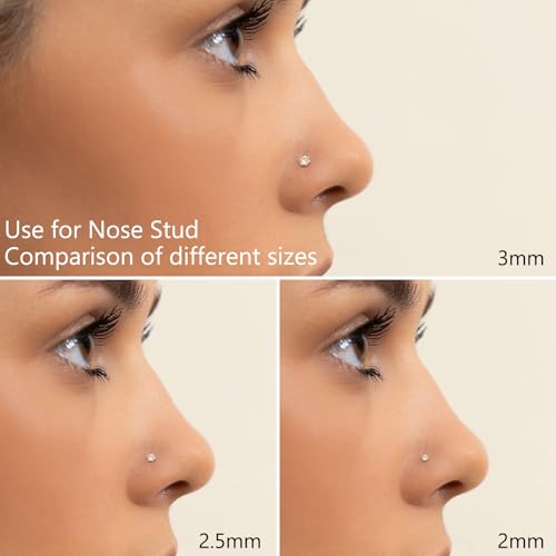 DAI JY 20G Threadless Flat Back Earrings hypoallergenic Titanium Small Stud Earrings Push-In CZ Nose Studs for Women Men Labret Cartilage Helix Conch Medusa Monroe Tragus Piercing Jewelry - color: Silver, size: 20g-3mm
