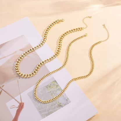 Moodear Layered Necklace for Women 14K Gold Plated/Silver Plated Cuban Link | Paperclip Chain Toggle Clasp, Chunky Layered Design, Fashion Jewelry, Daily Wear & Special Occasions - style: Gold Chain Necklace