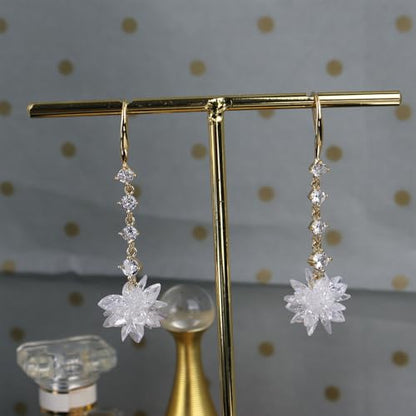 Sonateomber Gold Silver Small Hoop Dangle Earrings for Women, Trendy Dainty Rhinestone CZ Dangling Prom Wedding Leaf Flower Snowflake Butterfly Starfish Fashion Jewelry Gift - color: CZ White