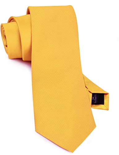 GUSLESON Classic New 3.15"（8cm） Men's Solid Color Necktie Wedding Business Tie + Gift Box - color: Gold
