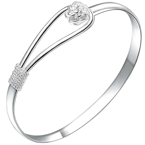 925 Sterling Silver Bangles For Women Handmade Silver Bangles Open Adjustable Bangle Bracelets For Women Silver Open Cuff Bracelets Stackable Wrap Bangles Festival Jewelry Gifts - color: Style 02