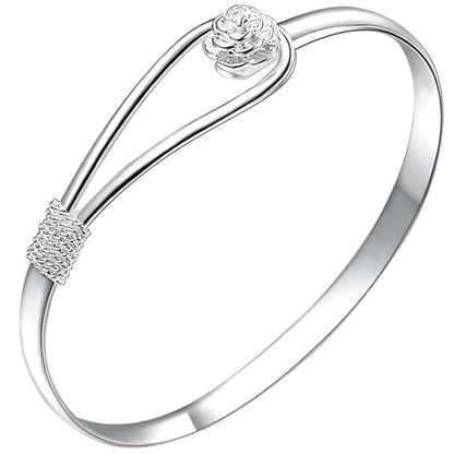 925 Sterling Silver Bangles For Women Handmade Silver Bangles Open Adjustable Bangle Bracelets For Women Silver Open Cuff Bracelets Stackable Wrap Bangles Festival Jewelry Gifts - color: Style 02